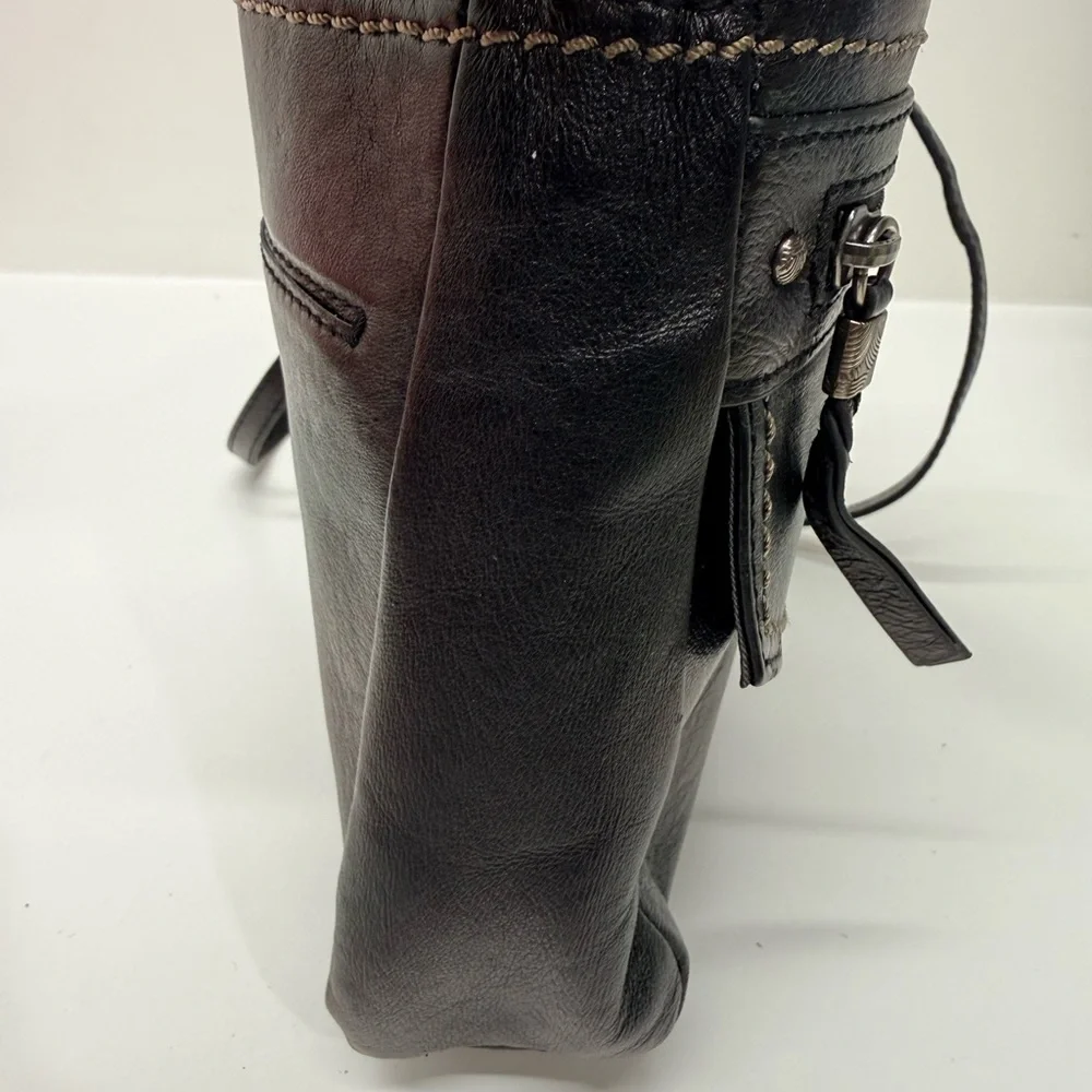 The Sak Ventura Black Leather Chain-Accent Crossbody Bag